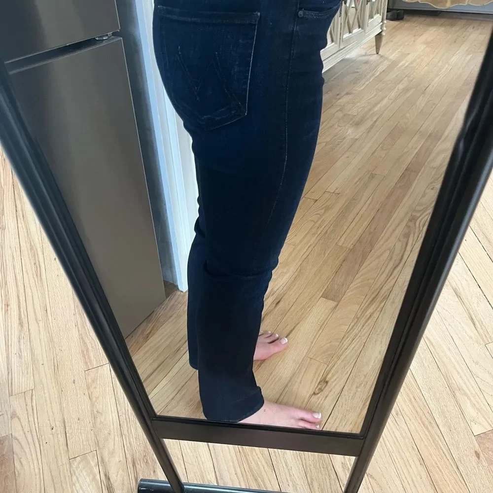MOTHER Women's Straight Leg Jeans - Dark Blue - Picture 5 of 14